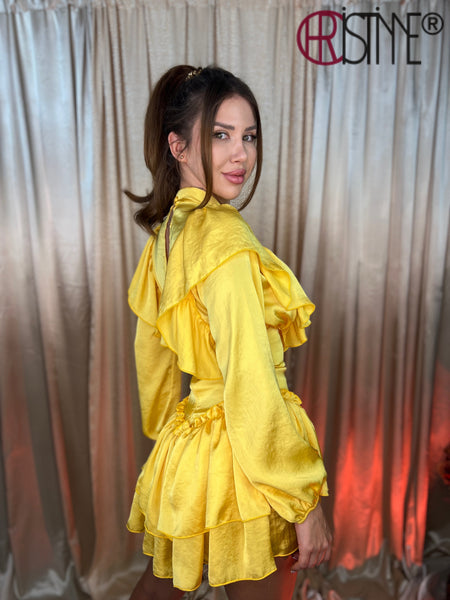 Rochie volane Tiffany galbena